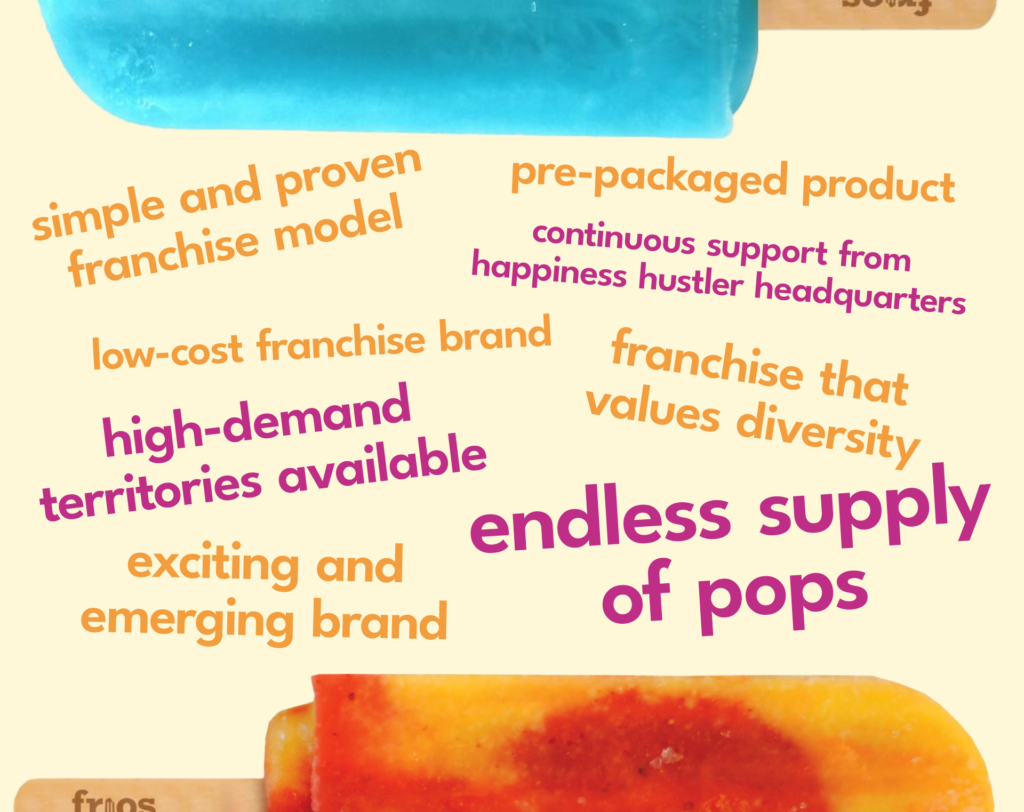 Benefits to Franchising with Frios Gourmet Pops include Simple and proven franchise model, pre-packaged product and more
